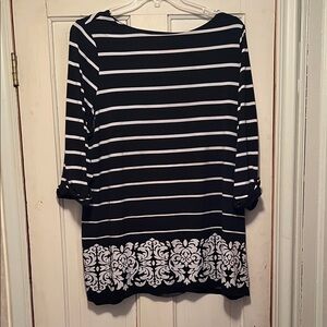 Charter Club Black and White Striped Dress